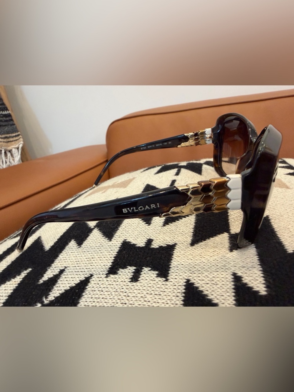 Bvlgari Vintage Tortoiseshell Sunglasses Gold Serpenti Detail Italy - Picture 5 of 7